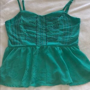 Teal Tank with Beaded Top